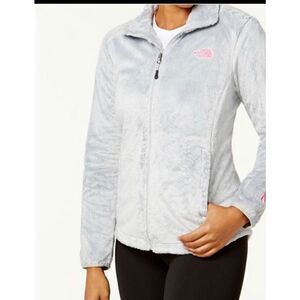 White pink northface osito full zip up fleece jacket/coat xs & small